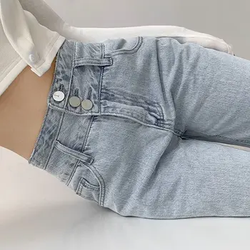 Visoko Pasu Svoboden Udobno Jeans Za Ženske Ulične Modi Naravnost Hlače Mama Oprati Kavbojke Fant Jeans