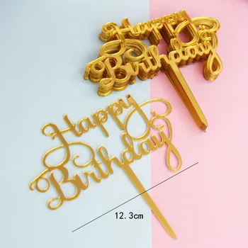 10pcs Torto Dekoracijo Akril Happy Birthday Cake Pokrivalo Zlato Iver Rosegold Črna Torta Toppers za Rojstni dan Torta Sladica Dekor