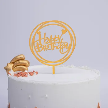 10pcs Torto Dekoracijo Akril Happy Birthday Cake Pokrivalo Zlato Iver Rosegold Črna Torta Toppers za Rojstni dan Torta Sladica Dekor