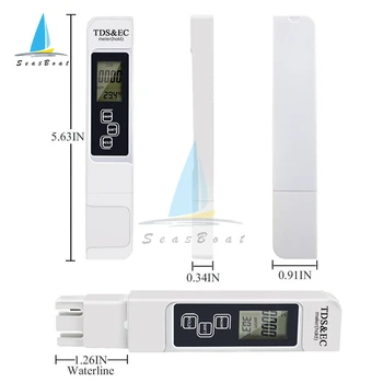 Digitalni PH ES TDS TEMP Meter Tester Temperatura Pero Vode Čistosti PPM Filter Hydroponic za Akvarij Bazen z Vodo Monitor