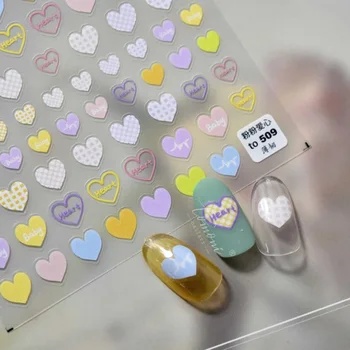 Beautizon deklica Roza srce 3D Vgravirana Nail Art Nalepke Visoke Kakovosti Nail Art Dekoracije Nohtov Oblikovanje Nalepk