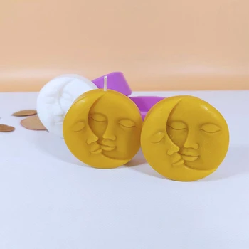 3D DIY Obrti Milo-Izdelava Krog Oblikovan Milo Plesni Luna Obrazi Silikonski Kalup Aromaterapija Sveča Kalupov za Sveče Izdelava