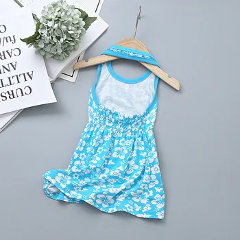 Dekleta Obleko Backless Otroci Oblačila, Bombaž Otrok Obleke Baby Toddler Plaža Obleko Tiskanja Cvetovi 2021 Poletnih otroških Kostumov