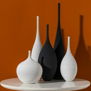 Preprost Nordijska Minimalističen Ročno Umetnost Keramične Vaze Okraski Bela Črna Šopke Centerpiece Dnevna Soba Model Doma Dekoracijo