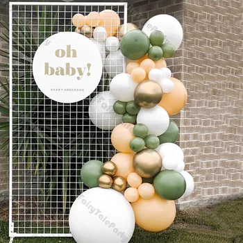 63pcs Balonom, Rojstni dan Kroglice Poročno Dekoracijo Baby Tuš Prašnih Zelena Krema Breskev Balone Helija, Balon Party Supplies