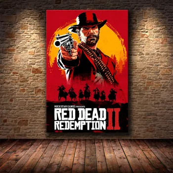 Red Dead Redemption 2 Igra Platno Plakat Wall Art Tisk Slikarstvo Ozadje Dekorativni Cuadros Stenske Slike za dnevno Sobo