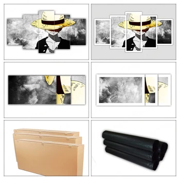 5 Plošče En Kos Monkey D. Luffy Slike Anime Plakat Platno HD Tiskanja Wall Art Modular Slike Za Dnevni Sobi Doma Dekor