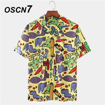 OSCN7 Priložnostne Tiskano Majico s Kratkimi rokavi Moški Ulica 2021 Havajih Plaži Oversize Ženske Modni Harujuku Srajce za Moške 168