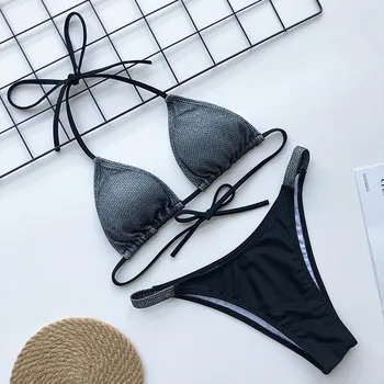 2020 Evropi, Ameriki Prodaja Vroče Bikini Komplet Seksi Povodcem Sijoče Kopalke Poletne Počitnice Brazilski Bikini Kopalke