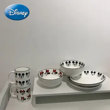 Disney Mickey Miške Minnie Jedilni pribor iz Nekaj Gospodinjskih Keramičnih Bowl Nabor Solato Skledo Vode, Skodelica Krožnik iz Porcelana Večerja Določa 3PCS