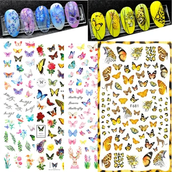Barvita Butterfly Lak za Nalepke Srce Cvetje Folije Za Nohti Manikira Umetnosti 3D Nohte, Nalepke, samolepilne Nohtov Drsnikov Umetnosti