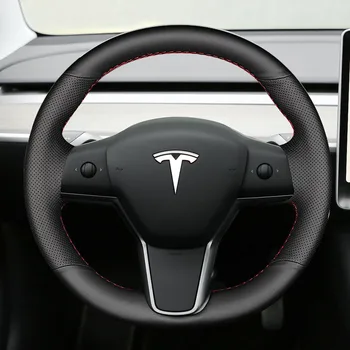 Za Tesla Model S 3 X DIY Meri volan usnja kritje ogljikovih vlaken krznen štirje letni časi poseben ročaj kritje