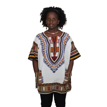 Novo modno oblikovanje afriške tradicionalne tiskane bombaž Dashiki T-majice za unisex