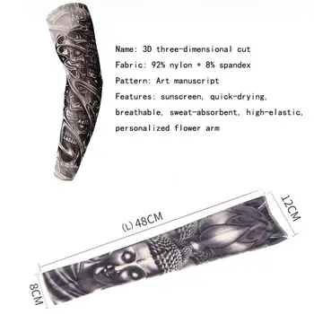 Zunanji Roko Toplejše Kolesarjenje Rokavi 3D Tatoo Natisnjeni UV Zaščito Ponaredek Tekmovanje v teku Roko Kože Proteive Najlon Tatoo Rokavi, Nogavice