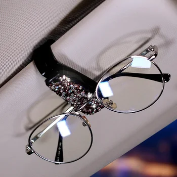 2Pcs/Set Nosorogovo Diamond sončnega Očala Posnetek Zapiralo, ki ga Sončna Očala Nosilec Prenosne Posnetek Auto Avto Ornament
