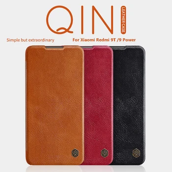 Za Xiaomi Redmi 9T Primeru Nillkin Qin Serije Usnjena torbica luksuzni denarnice poslovanja Flip pokrov Za Xiaomi Redmi 9 Moči Primeru