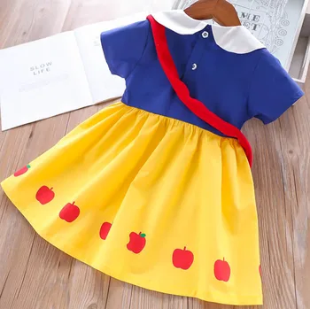 Dekleta Princesa Obleko z Apple Vrečko Poletje Sladko Otroci Obleke za Dekle 2 3 4 5 6 Leto Otroci Oblačila Baby Toddler Kostum