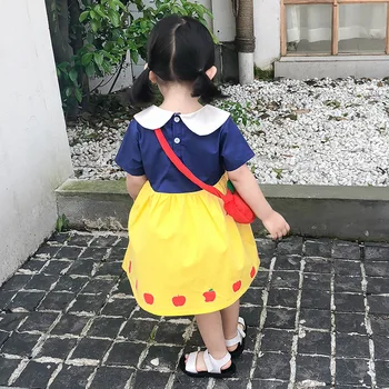 Dekleta Princesa Obleko z Apple Vrečko Poletje Sladko Otroci Obleke za Dekle 2 3 4 5 6 Leto Otroci Oblačila Baby Toddler Kostum