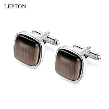 Nizko-Ključ Luksuzni Kave Barve Kamna zapestne gumbe za Mens Lepton Kvadratnih Kovinskih manšetni Človek Rokavi Manšete CuffLink Relojes Gemelos