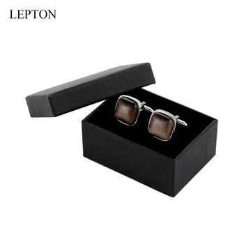 Nizko-Ključ Luksuzni Kave Barve Kamna zapestne gumbe za Mens Lepton Kvadratnih Kovinskih manšetni Človek Rokavi Manšete CuffLink Relojes Gemelos