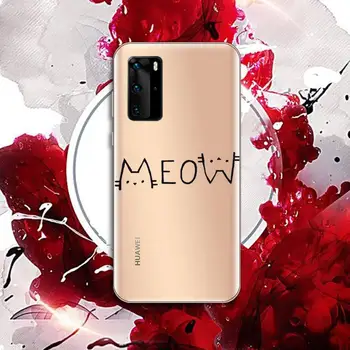 Ustvarjalne bela Lepe risanke mačka Telefon Primeru Pregleden za Huawei P20 P30 P40 lite pro P smart 2019 čast 8x 10i