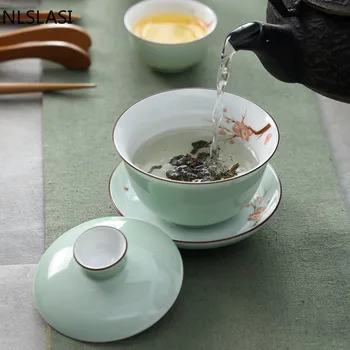 Celadon Lepe Keramične Čaj Nastavite Grelniki Vode Čaj Skodelico Porcelana Kitajski Čaj Nastavite Drinkware Potovanja Prenosni Teaware Najboljših Daril