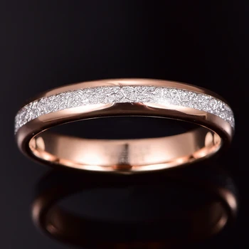 NUNCAD 4 mm Rose Zlata Barva Imitacija Meteorite Volframov Karbid Obroč za Moške, Ženske, Modno Poročni Prstani