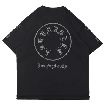 Vintage ASKYURSELF Sanskrtu T shirt 2021SS Moški Ženske Pranje Nazaj Vezeni Logotip ASKYURSELF Tee Kratek Rokav Los Angeles Vrhovi