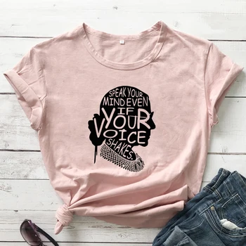 Povejte Svoje mnenje, Tudi Če je Vaš Glas Pretresa T-shirt Priložnostne Ženske Kratek Rokav Feministične Tshirt Smešno 90. letih Opolnomočenje Slogan Vrh Tee