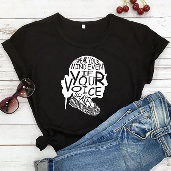Povejte Svoje mnenje, Tudi Če je Vaš Glas Pretresa T-shirt Priložnostne Ženske Kratek Rokav Feministične Tshirt Smešno 90. letih Opolnomočenje Slogan Vrh Tee
