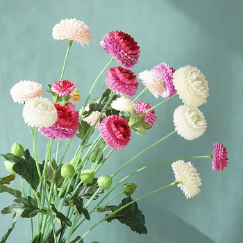 NOVO 5 glav pomlad chrysanthemum daisy cvet veje z listi visoke kakovosti umetno cvetje doma dekor