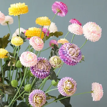 NOVO 5 glav pomlad chrysanthemum daisy cvet veje z listi visoke kakovosti umetno cvetje doma dekor