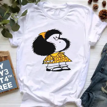 Smešno Mafalda T-majica Lady Vouge Harajuku priložnostne Kratkimi Rokavi tshirt Ulične Vrhovi Tee 90. letih Hipster majica s kratkimi rokavi