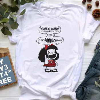 Smešno Mafalda T-majica Lady Vouge Harajuku priložnostne Kratkimi Rokavi tshirt Ulične Vrhovi Tee 90. letih Hipster majica s kratkimi rokavi