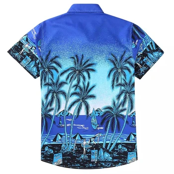 Moške Kokosovo Hawaiian Tiskanja Majica Gumb Kratek Rokav Priložnostne Fashion Majica Poletne Majice Plaži Vrhovi smešne majice Mehko Udobje