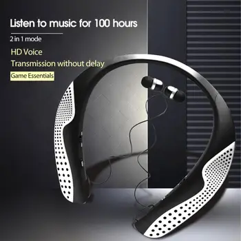 100 Ur Brezžične Slušalke Bluetooth 5.0 Stereo Slušalke Šport Čepkov Slušalke Z Mikrofonom Vratu-vgrajena Glasen Zvočnik izhod za Slušalke