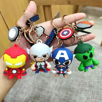 Risanka Anime Marvel Avengers Junak Akcijskih Slika Keychain Spiderman, Disney, Iron Man, Model Captain America Keyring Otroci Dekle Igrača