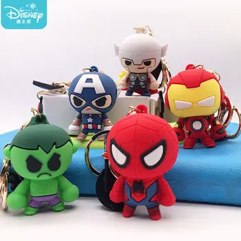 Risanka Anime Marvel Avengers Junak Akcijskih Slika Keychain Spiderman, Disney, Iron Man, Model Captain America Keyring Otroci Dekle Igrača