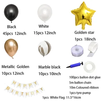 Črno zlato otrok bar micva balonom, rojstni dan dekoracijo scene spletni slaven 5m balon verige balon set