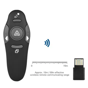 2,4 GHz Wireless Presenter Rdeč Laserski Kazalniki Pero, USB RF Sprejemnik Daljinski upravljalnik Obrniti Stran PPT Predstavitve programa Powerpoint