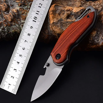 Blagovne znamke Damask North American 60HRC 8CR13 Jekla Folding Nož Rezilo Taktično Nož Z Lesom Ročaj Žep Preživetje Noži Orodja