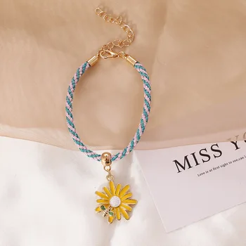 Daisy Čebele Multi-Barvni Vrvi Vrv Zapestnica Za Ženske Novo Modno Kreativni Pretiravanja Cvetje Zlitine Ornament Na Debelo