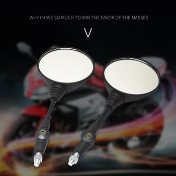 1 Par Universal Black Mirror Motocikel Rearview Mirror Anti-padec Zložljiva Krog Ogledalo Motocikel Strani Ogledalo
