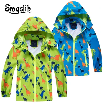 Otroci jopiči hooded Nepremočljiva Windbreakers spomladansko jakno za dekleta Dinozaver Otroci Malčka, dež plašč, Jakna fant vrhnja oblačila