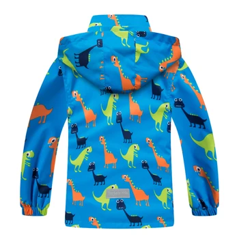 Otroci jopiči hooded Nepremočljiva Windbreakers spomladansko jakno za dekleta Dinozaver Otroci Malčka, dež plašč, Jakna fant vrhnja oblačila