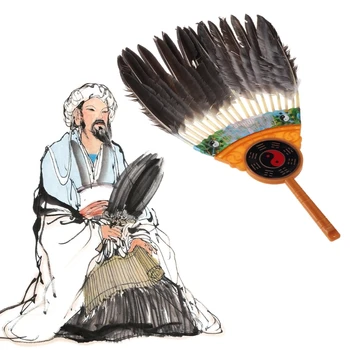 Starodavne Kitajske Zhuge Liang Črno Pero Strani Fan Bambusa Fan Dekoracijo Ples Y5JC