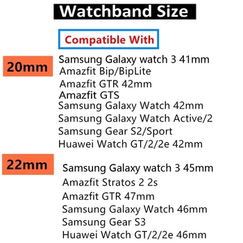 20 22 MM Pleteni Zanke Najlon Trak Za Samsung Galaxy Watch 3 41 45 mm Prestavi S3 Meje 46/42 Aktivna 2 Amazfit Bip Huawei GT/2 band