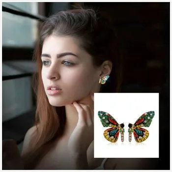 Pisane kristalne metulj uhani ženska sanje uhani metulja krilo uhani Romantičen Nakit