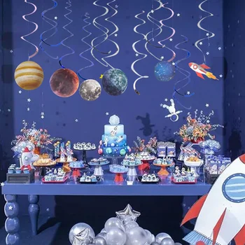 Zunanji Prostor Astronavt Raketa Folija Balon Baby Boy Korist Igrača Happy Birthday Planet Raziskovanje Zemlje Temo Stranke Visi Dekor