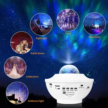 USB Led Star Projektor Night Light Star Nebo Glasbe, Ocean Val Projekcija Lučka W/ Remote Vzdušje Okolice Doma Dekoracijo